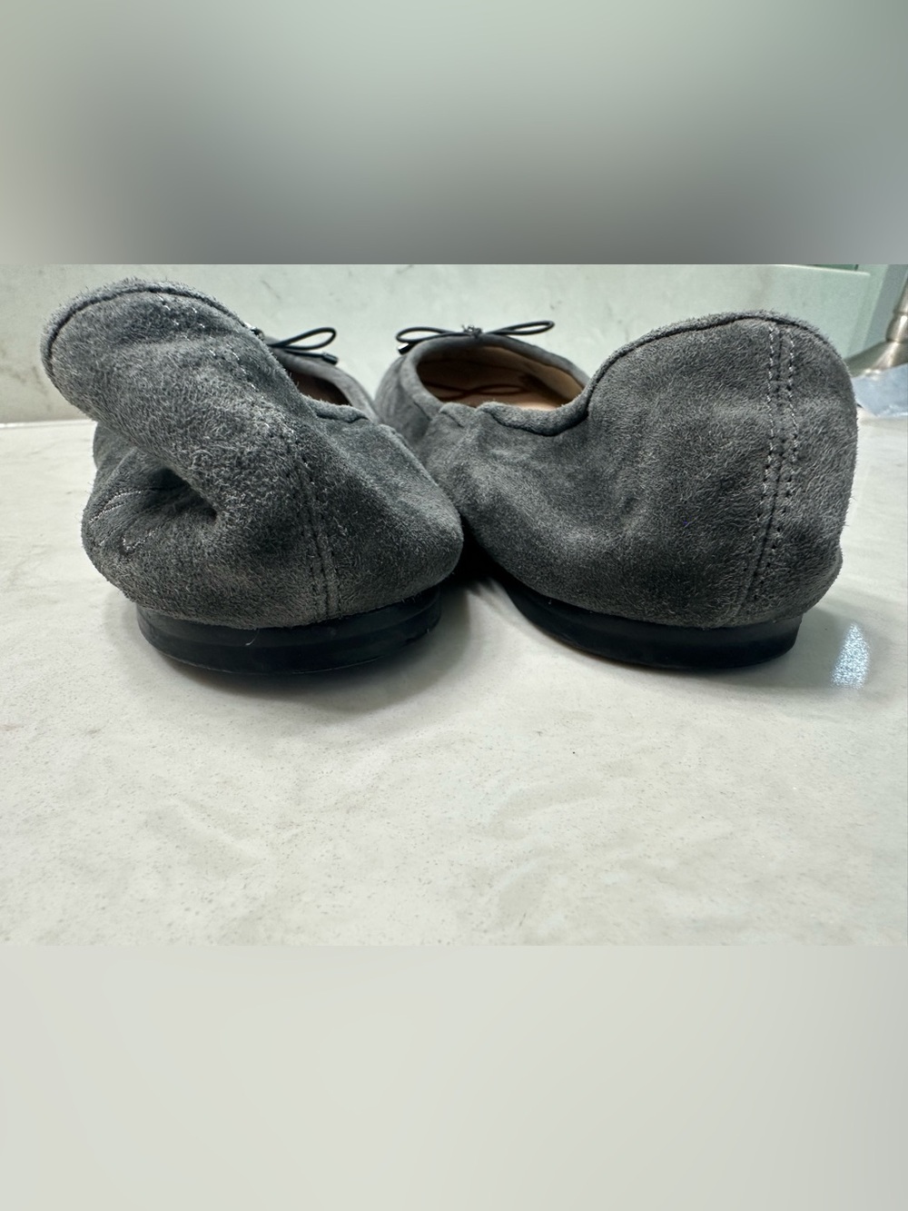 Stuart Weitzman Charcoal Suede Bow Ballet Flats - Picture 4 of 10